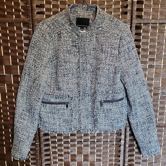 Banana Republic Women's Tweed Blazer - Black and White - Picture 1 of 5